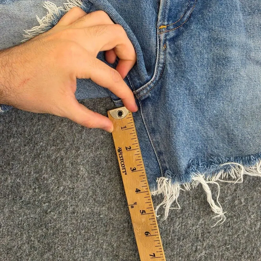 Citizens Of Humanity Shorts 28 Annabelle Long Denim Cut Off Blue Raw Hem Relaxed